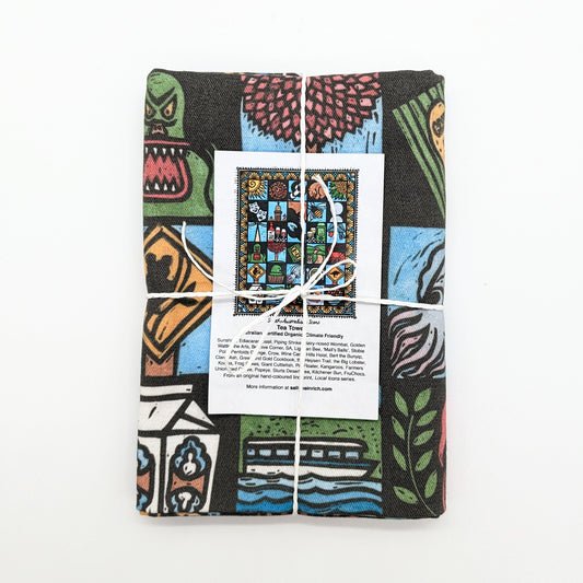 Local Icons Tea Towel by Sally Heinrich