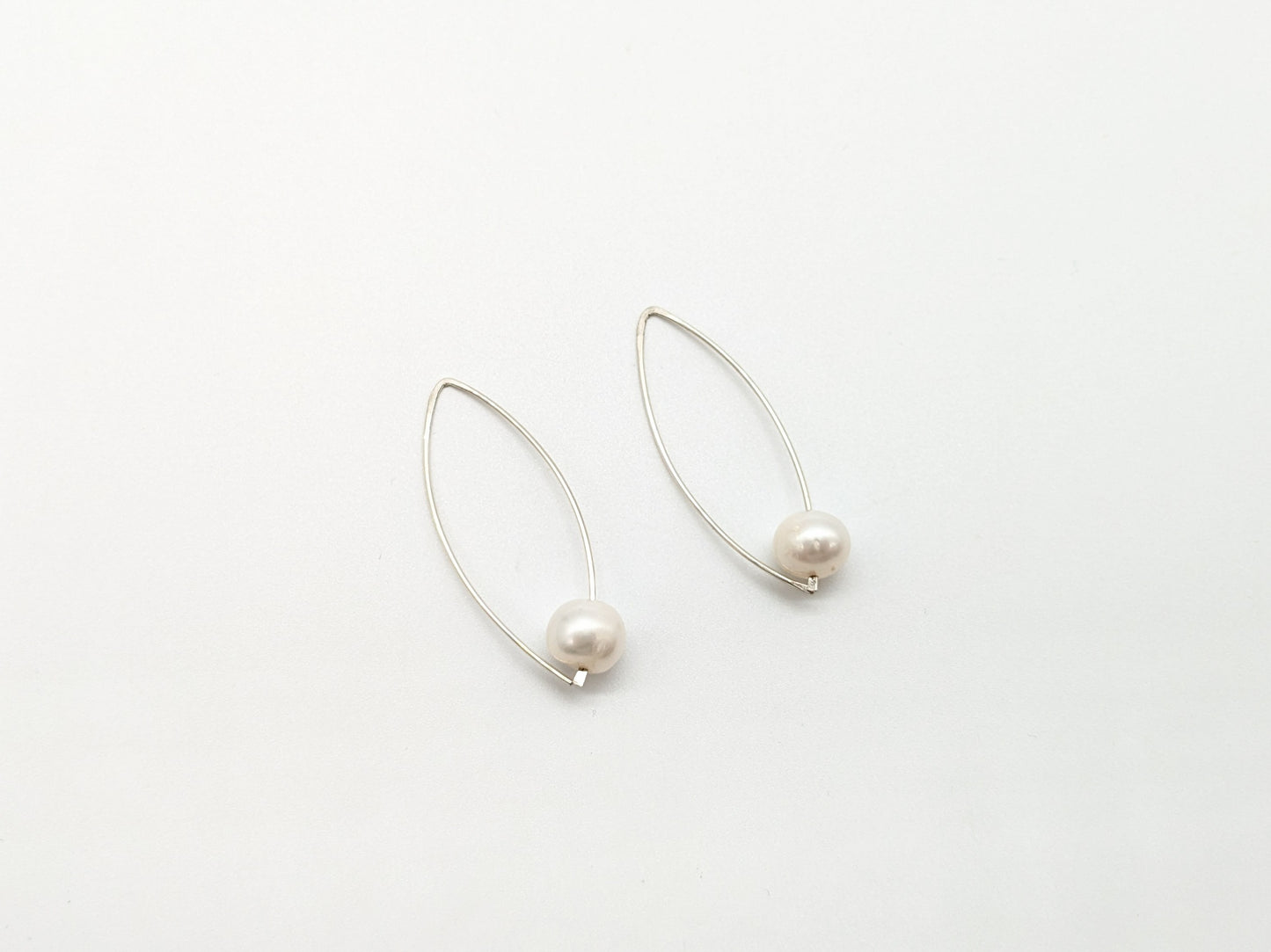 White Freshwater Pearl Earrings - Large