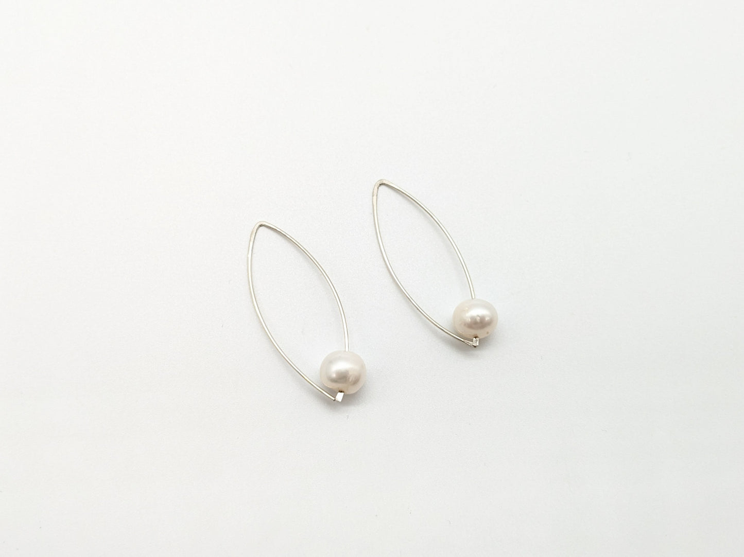 White Freshwater Pearl S/Silver Earrings - Large