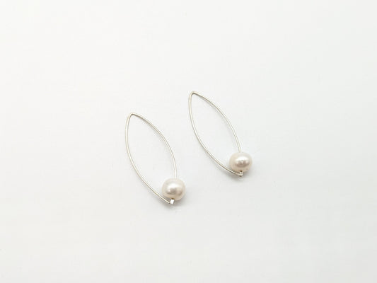 White Freshwater Pearl S/Silver Earrings - Large