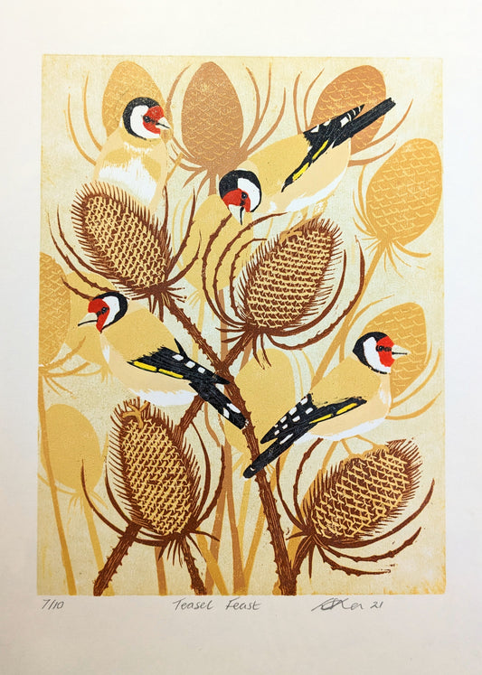 Teasel Feast - Limited Edition Reduction Print