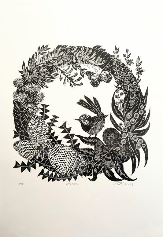 Wreath - Open Edition Linocut Print