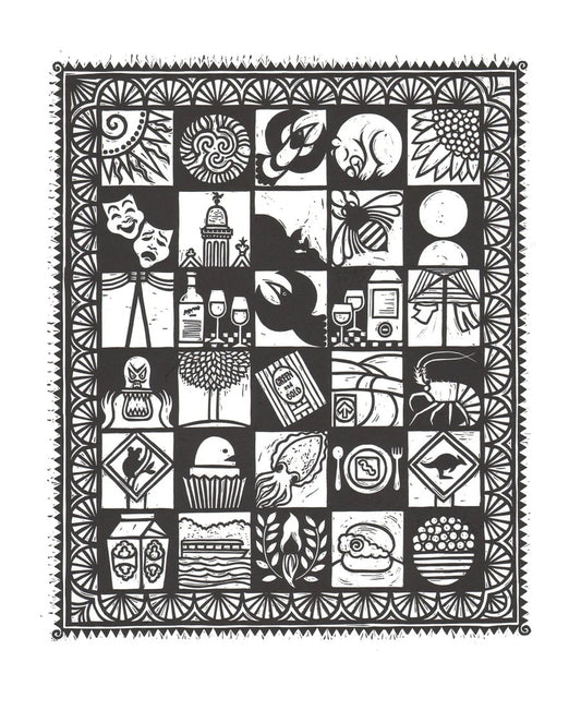Local Icons - Limited Edition Lino Print (black and white)