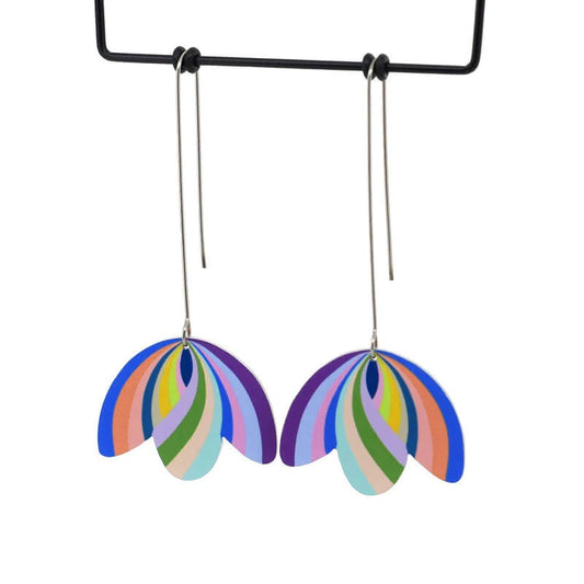 Art Deco Drapes - Long Drop Hook Earrings