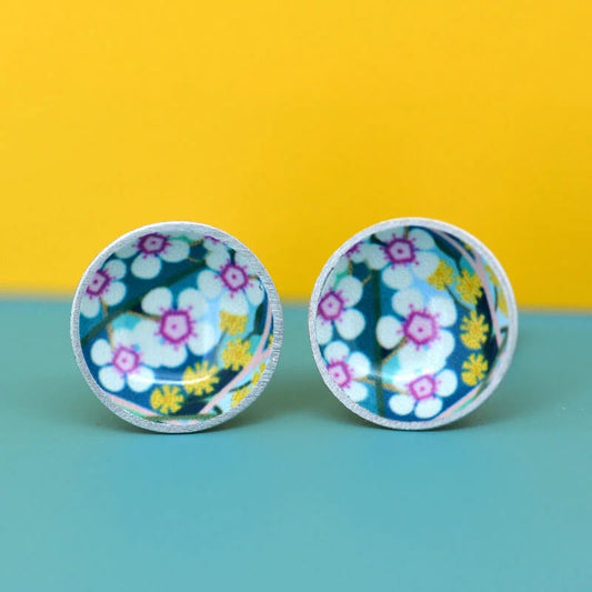 Australian Garden - Domed Circle Stud Earrings