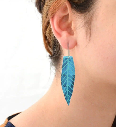 Mabel's Garden - Blue Gum Leaf - Shepherd's Hook Earrings