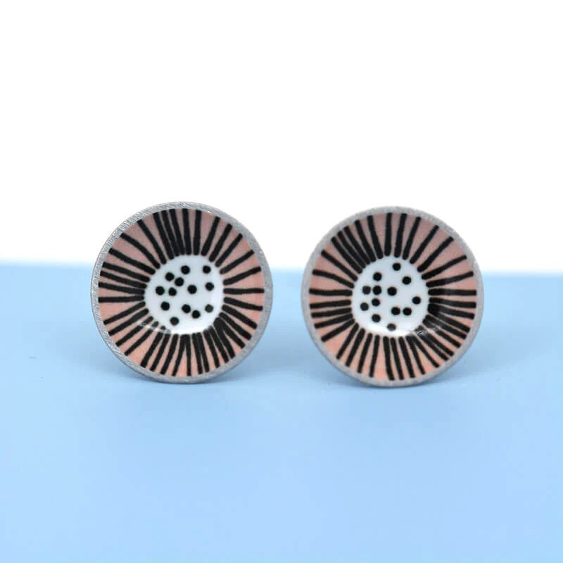 Blush Flower - Circle Stud Earrings