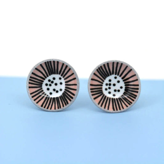 Blush Flower - Circle Stud Earrings