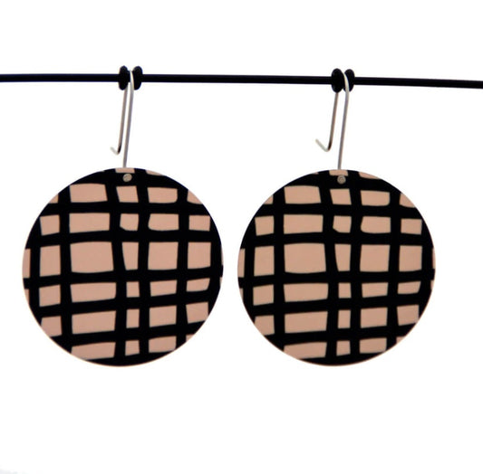 Crosshatch - Circle Hook Earrings - Buttermilk
