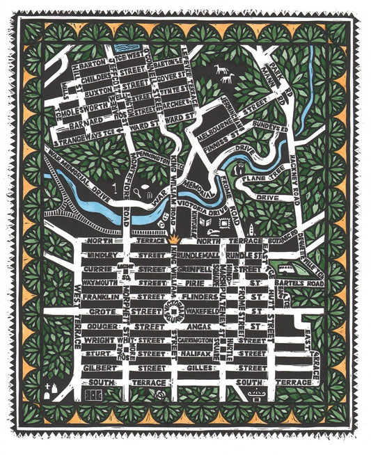 City Streets - Limited Edition Lino Print (hand-coloured)