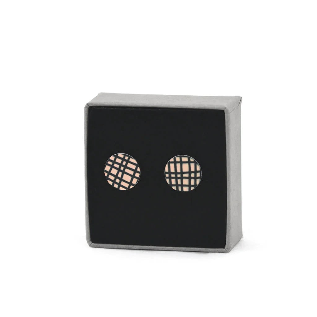 Crosshatch - Circle Stud Earrings