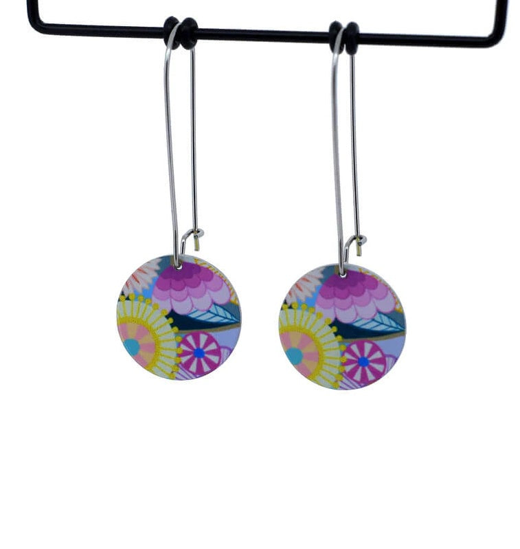 Floral Medley - Small Circle Drop Hook Earrings