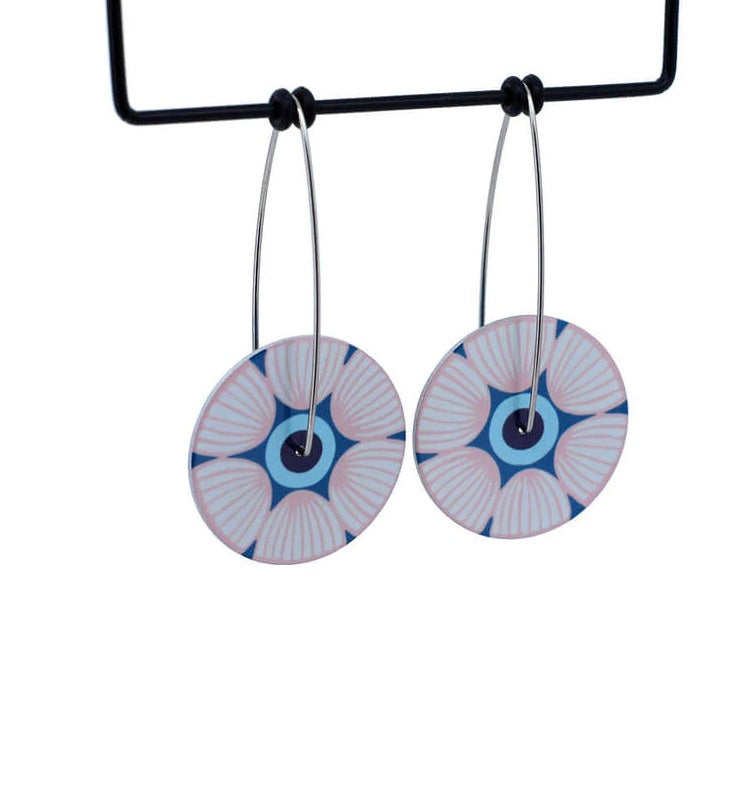 Floral Medley - Circle Drop Hook Earrings