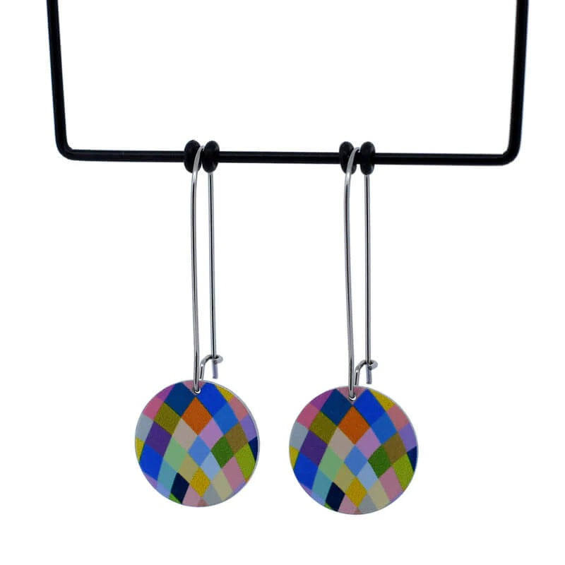 Harlequin Lines - Small Circle Drop Hook Earrings