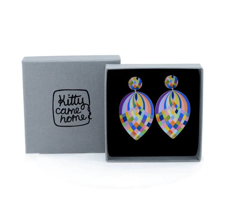 Harlequin Weave - Droplet Stud Earrings