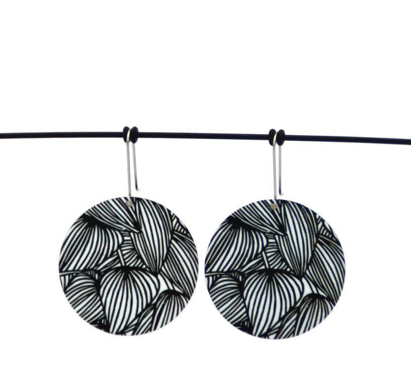 Luscious Leafy Lines - Circle Shepherds Hook Earrings