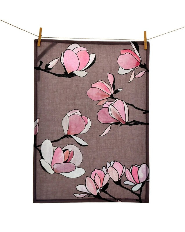 Tea Towel - Magnolia - Dusty Pink