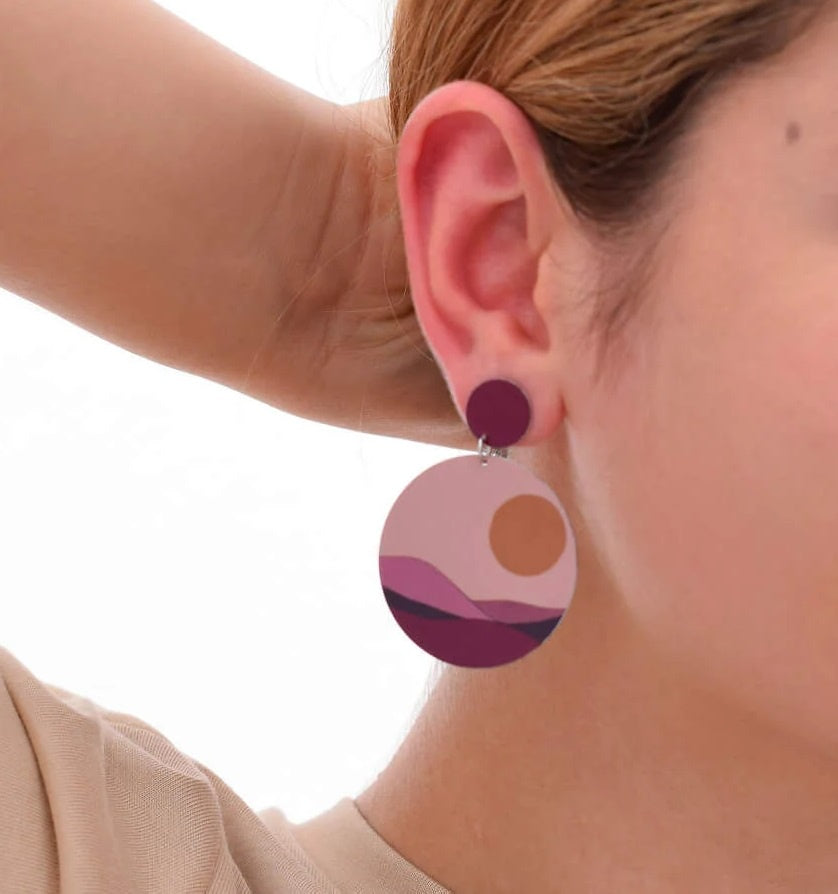 Moonage Daydream - Circle Drop Stud Earrings