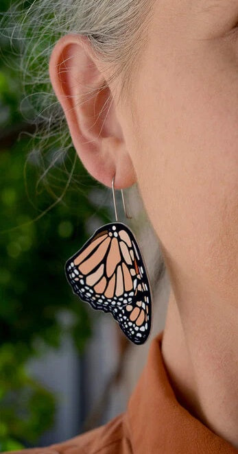 Nectar - Monarch Butterfly Wings - Shepherd's Hook Earrings