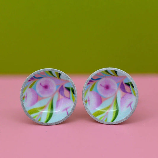 Pink Gum - Domed Circle Stud Earrings