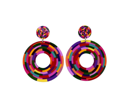 Rosey Posy - Circle Drop Stud Earrings