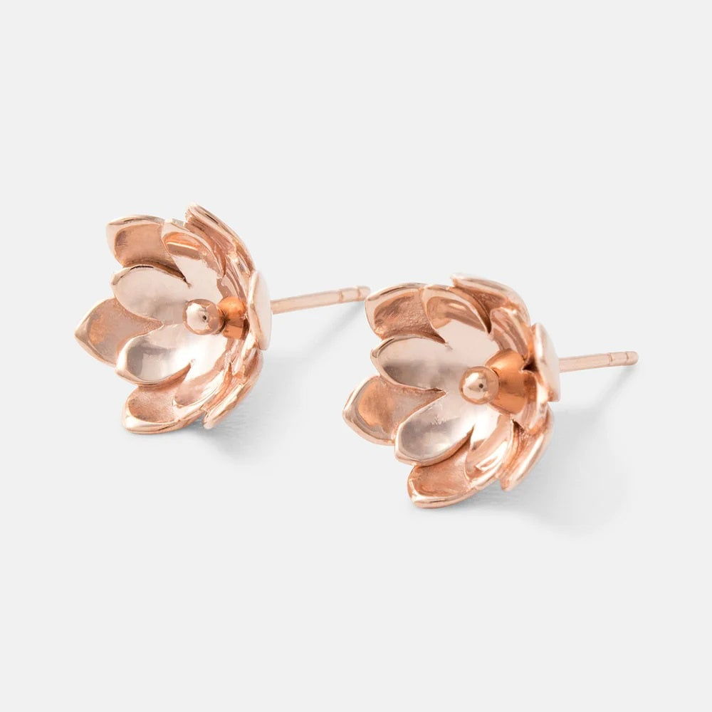 Double Tulip Rose Gold Stud Earrings