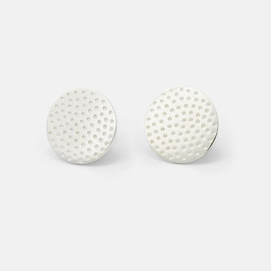 Dots Texture Silver Stud Earrings