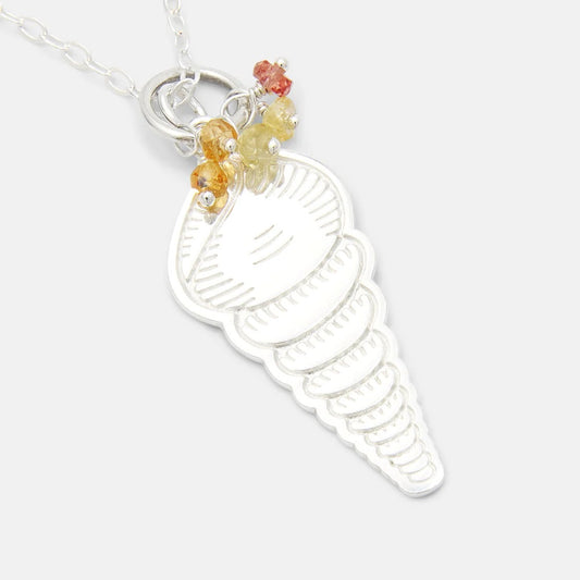 Spiral Shell & Yellow Sapphires Pendant