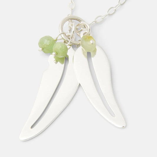 Eucalyptus Leaves & Chrysoprase Cluster Necklace