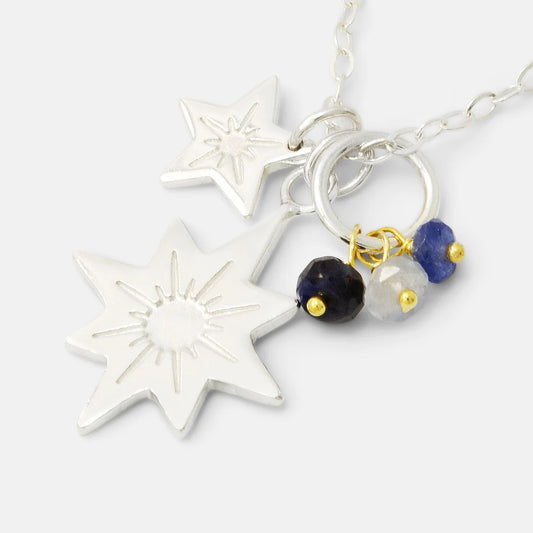 Stars & Sapphires Cluster Necklace