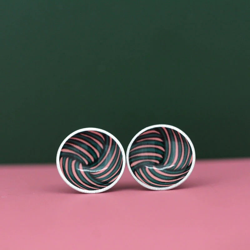 Woven Knot - Circle Stud Earrings